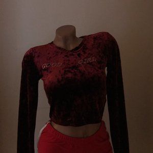 Windsor Velvet Womens Long Sleeve Crop top